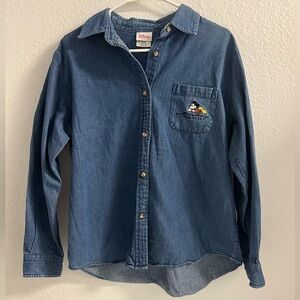 Disney Denim Mickey Since 1928 Button Down Long Sleeve Shirt